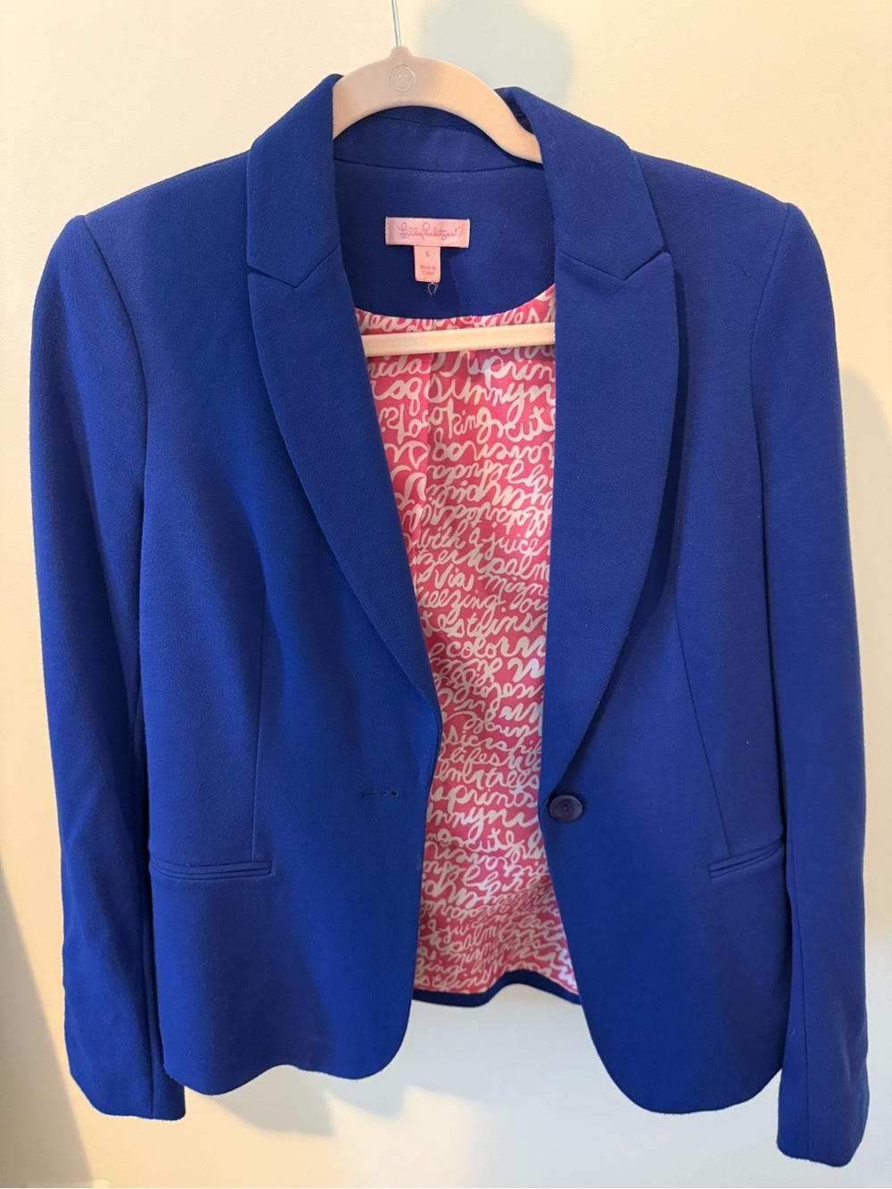Lilly Pulitzer Cobalt Blue Blazer with Pink Printed Lining